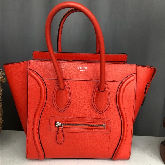 Celine Handbags - Celine Micro Red Luggage Tote